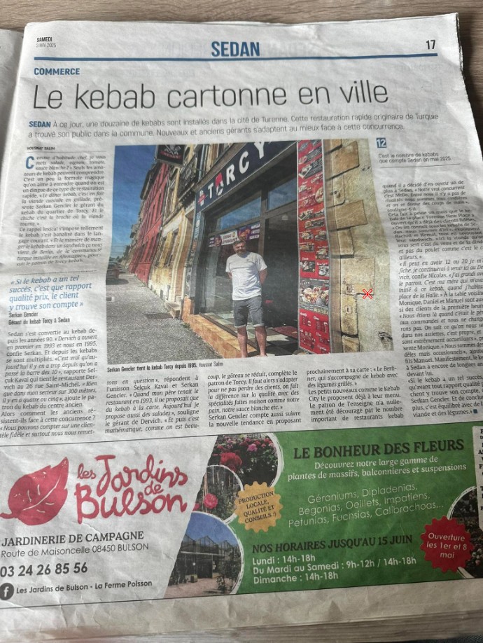 Article du Journal des Ardennes sur kebab torcy à Sedan